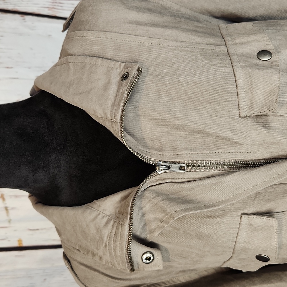 Staccato Dove Gray Shacket Duster Utility Jacket L - Picture 2 of 15